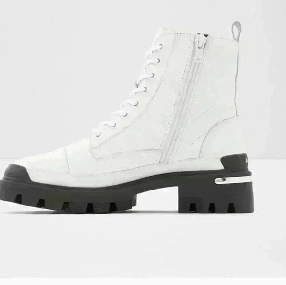 Aldo Quilt White Combat Bootie With Lug Sole Size 10 NWB - Picture 3 of 13